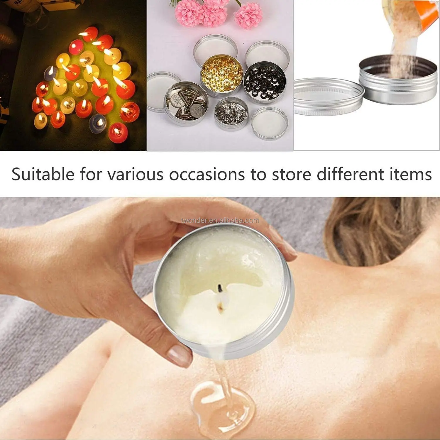 Screw Lid Metal Storage Tins Containers for Storing Spices, Candies, Lip Balm, Candles, seeds, aluminum tins 10ml, 10g, 1/3 oz