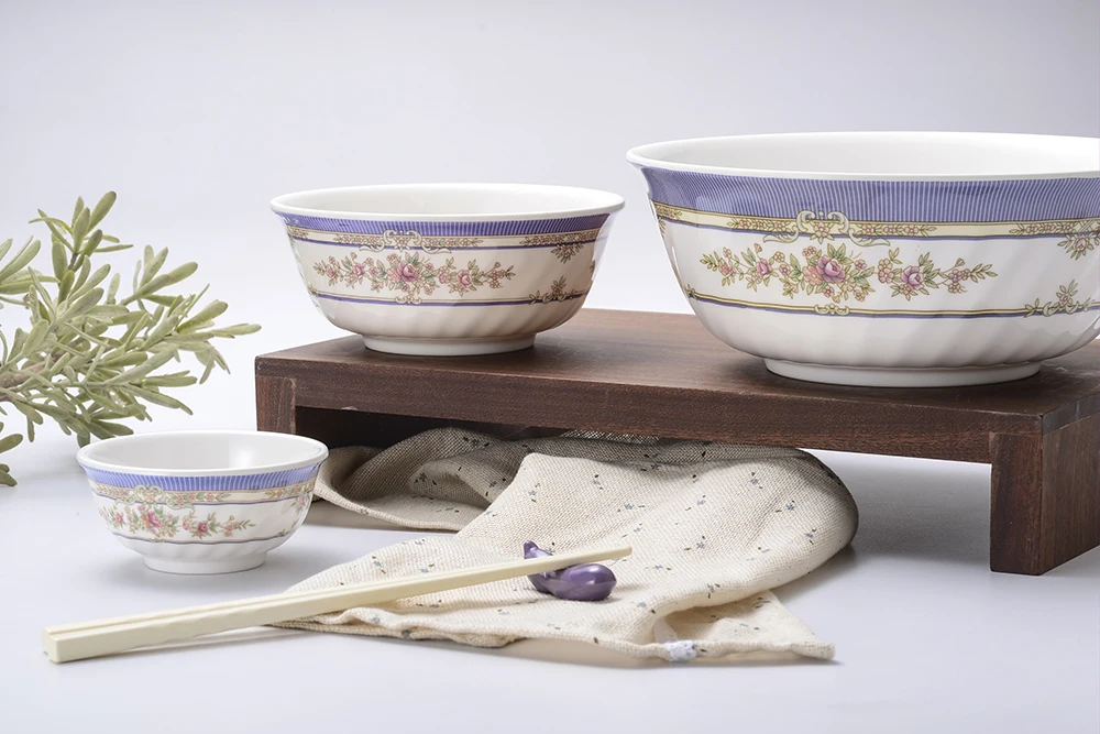 Restaurant Salad Soup Ramen Serving Dinner Noodle Bowl Set Custom Chinese Print Melamine Bowl