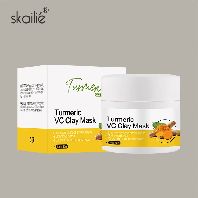 Private Label Custom Logo Natural Beauty Organic Facial Care Whitening Exfoliating Vitamin C Turmeric Clay Mask