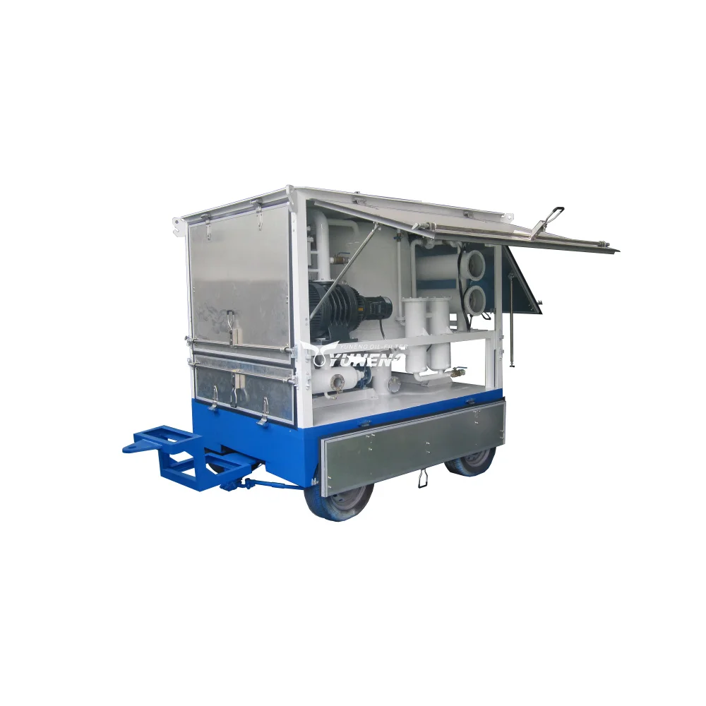 High Vacuum Transformer Oil Purification Treatment Machine mounted on mobile trailer with weather-proof canopy