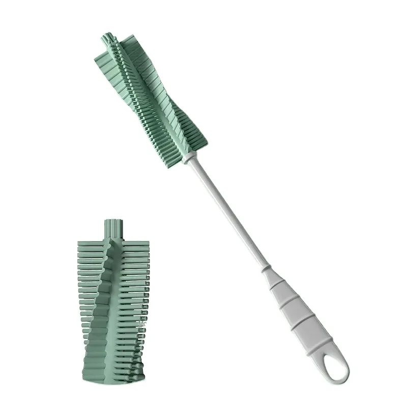 Hot Selling 2024 360 Rotate Washing Baby Nipple Cup Brushes Long-handled Silicone Cleaning Milk Bottle Brush Hand 50 Pcs