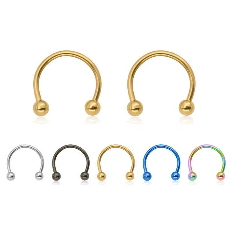 stainless steel c shape nose septum piercing body jewelry horseshoe shape tragus ear cartilage ring