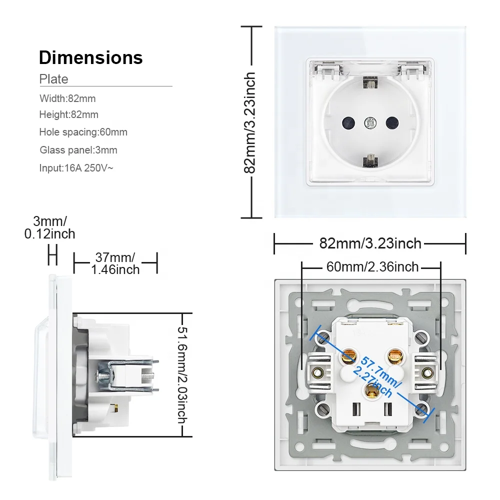 Prise Et Interrupteur eu french 230v 16a built-in multiple power current electrical wall socket