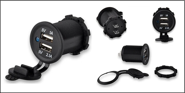 DC12V 3.1A Dual USB Port Charger Socket