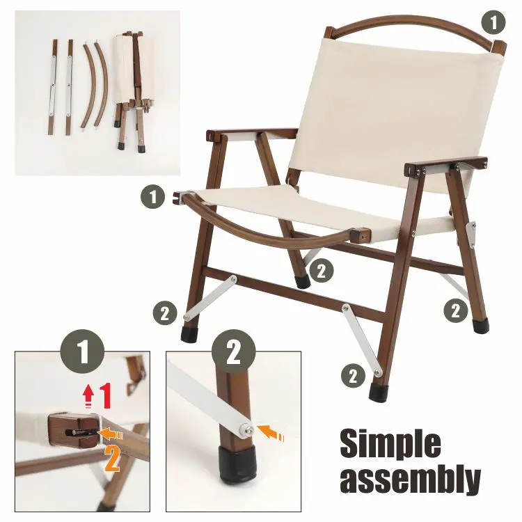 HOMFUL Canvas Non Slip Walnut Color Foldable Outdoor Camping Wood Chair Folding Beach Chair