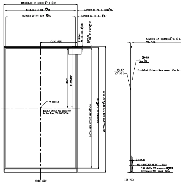 TV101WUM-NM0 10.1 inch MIPI DSI TFT LCD Display 1200x1920 WUXGA IPS Screen 10.1 Inch Display Modules