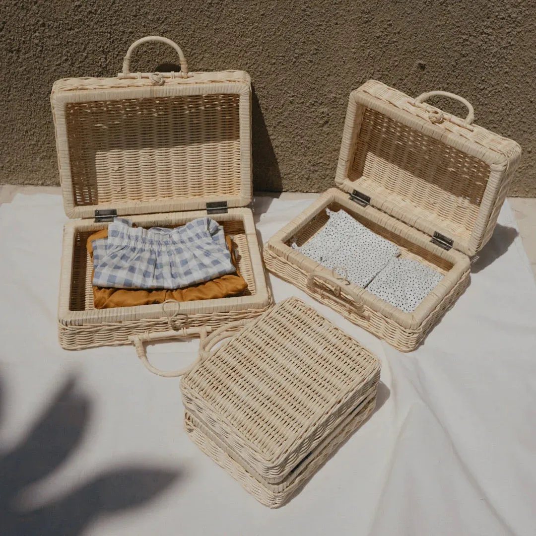 New Latest Design Fashionable Rattan Suitcase Kids Toys Hand Luggage Bag Mini Travel Suitcase Gifts For Kids Baby Children