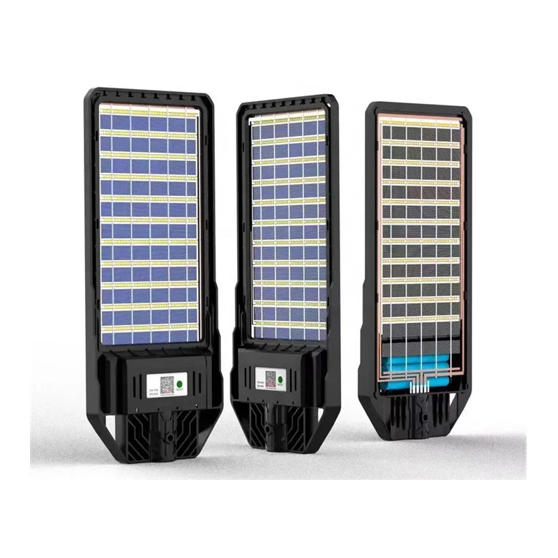 2023 New design solar street light all in one integrated street lamp with double sided solar panel super thin bifacial light