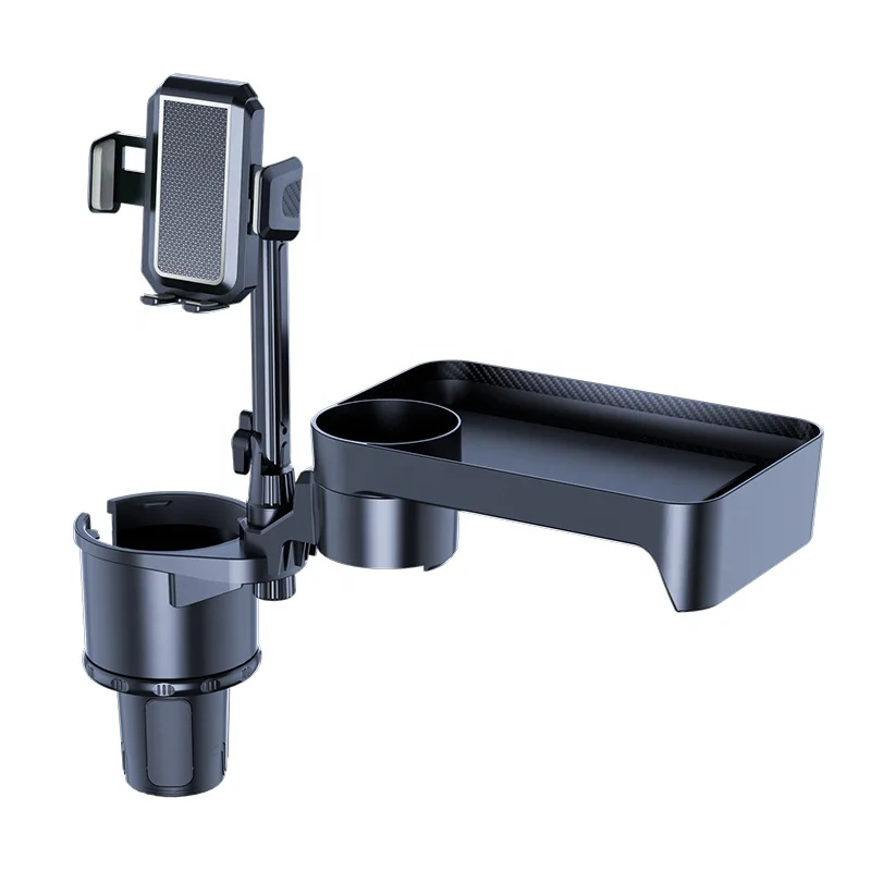 4 in 1 360 rotating ABS car drink cup holder with food tray expandable base car tray cup holder with mobile phone holder
