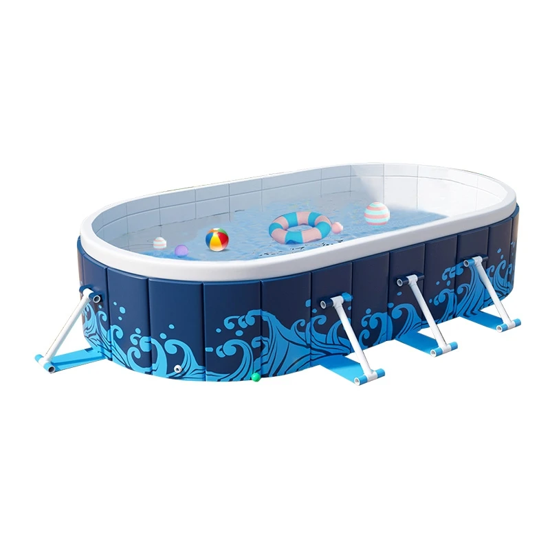 Blue series collapsible pool Triangular support for stability Thickened plastic plate material Practical and not easy to tilt