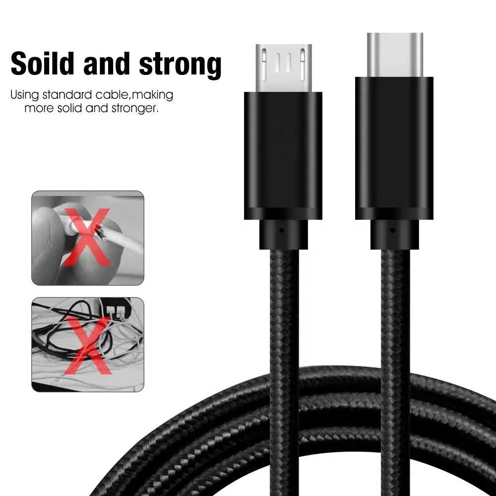 USB C to Micro USB Cable 1FT Nylon Braided Type C to Micro USB Kabel Compatible with Galaxy S7/S6, HTC Sony LG Samsung