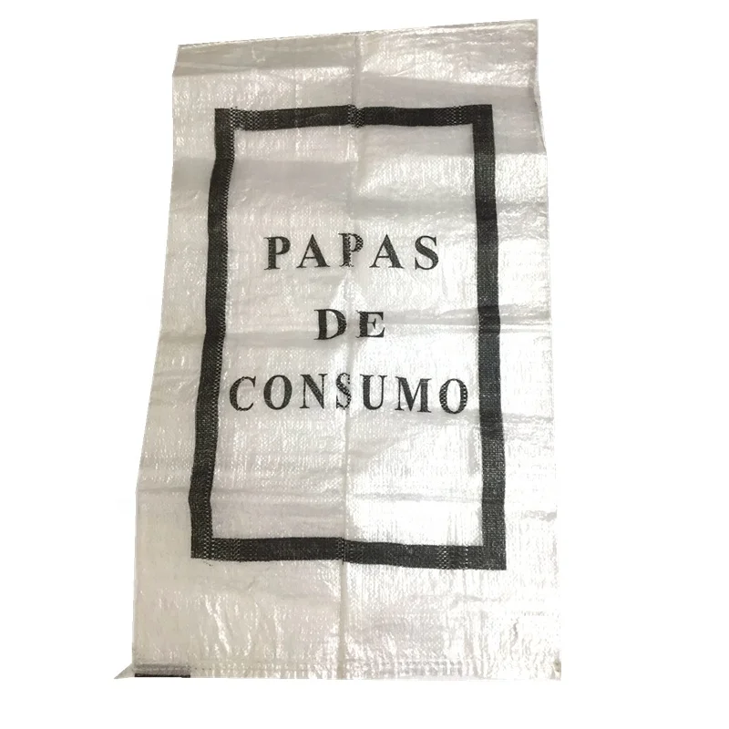 hot seal 25kg 50kg pp woven raffia transparent packaging potato rice salt bag
