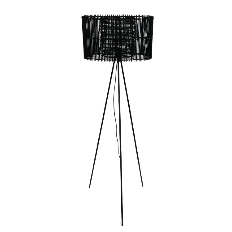 Wholesale hotel stand light decorative modern rattan tripod floor lamps for living room