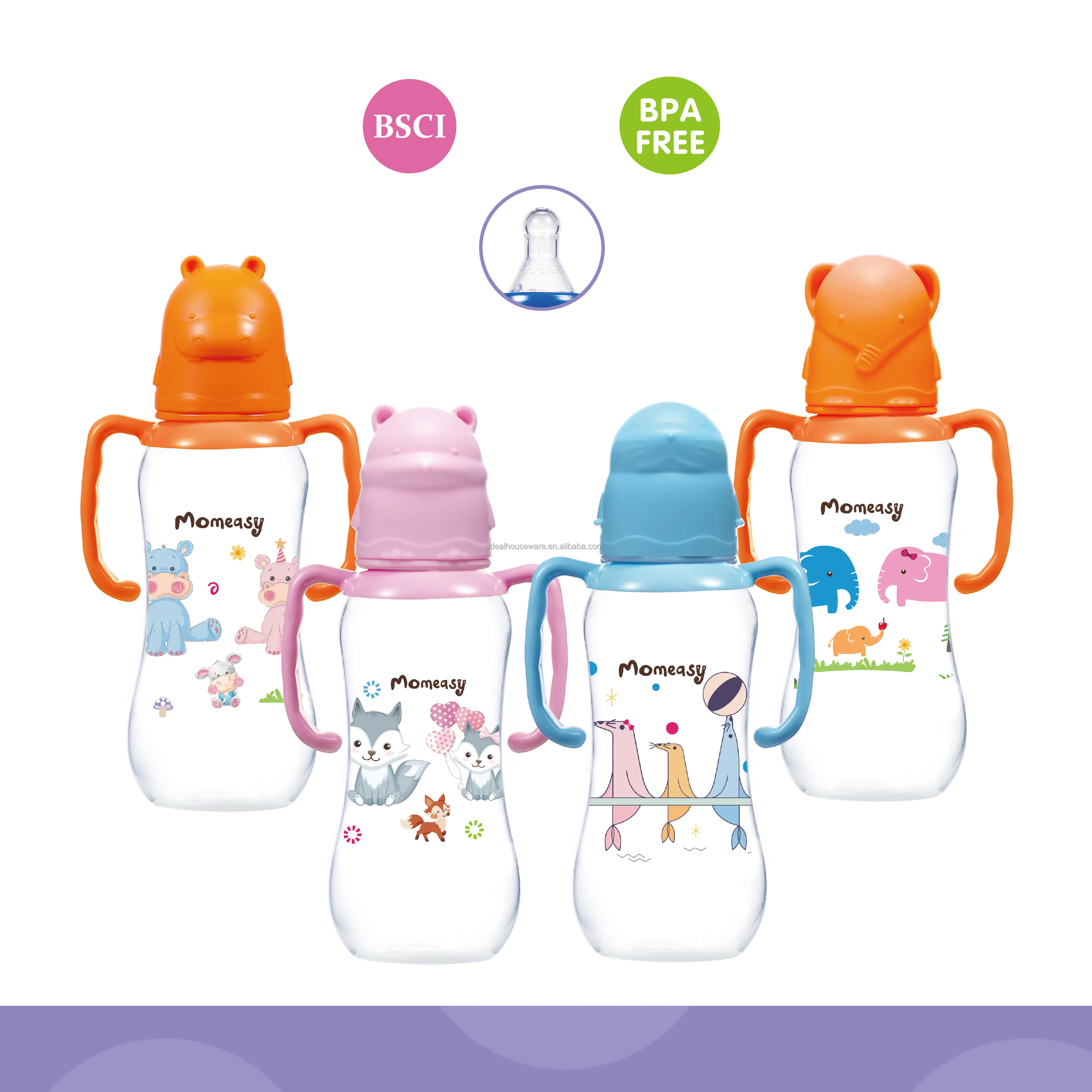 4oz PP Standard-Neck Baby Feeding Bottle With Double Handle