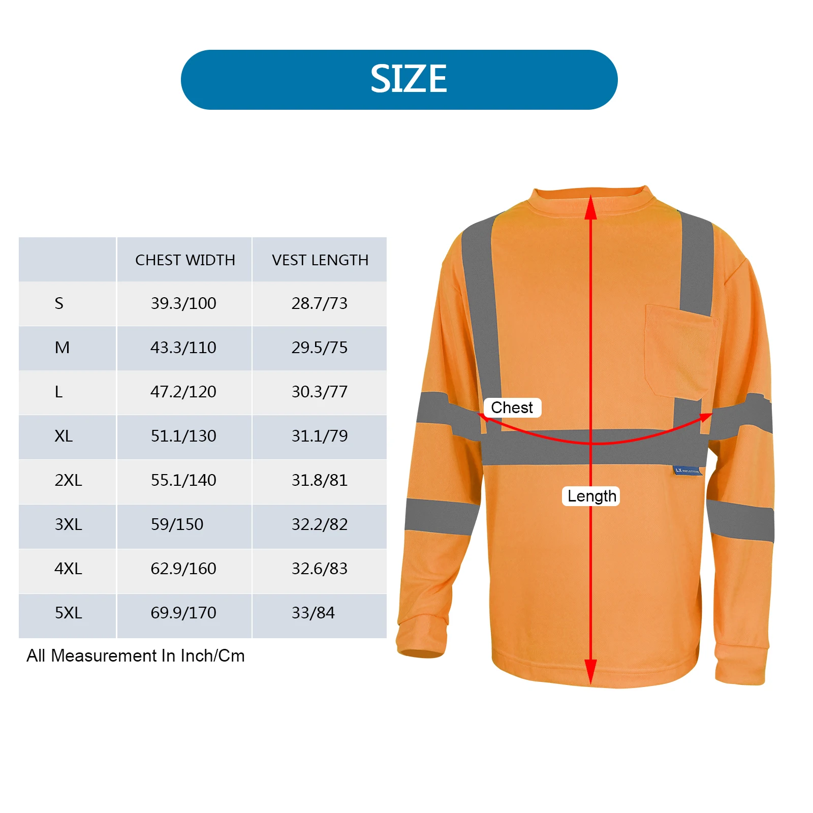 LX Stock Long Sleeve Hi Vis Reflective Shirt Orange Safety Polo T Shirt Low MOQ Custom Logo Safety Shirt