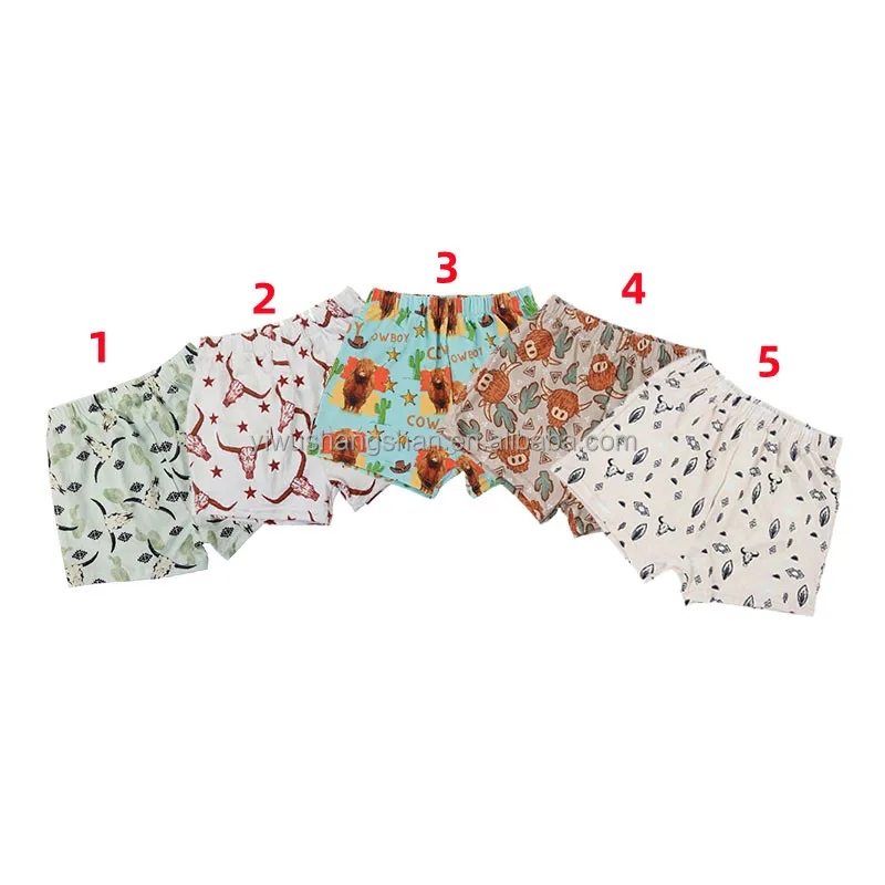 Wholesale Summer Western Style Cattle Printed Toddler Baby Shorts Milk Silk Fabric Kids Baby Casual Shorts