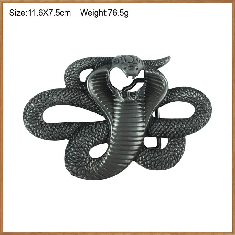 Hot Selling Zinc Alloy Material Gold and Silver 3D Cobra Shaped Tactical Belt Buckle