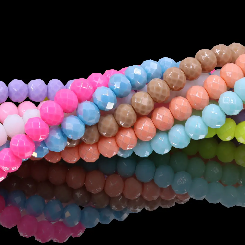 10x8mm Hot Pink Red Rainbow Disc Crystal Faceted Wheel Abacus Glass Beads for Bracelet Jewelry Decoration Making