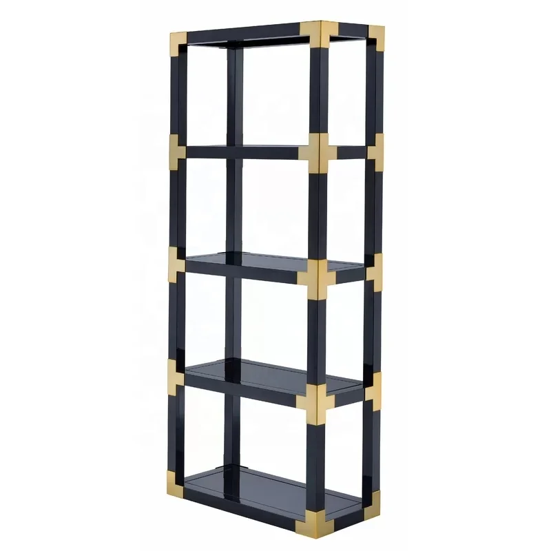 High quality factory wholesale black acrylic display stand shelf decorative wood nordic modern bookshelf luxury display shelf