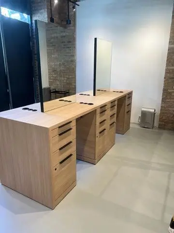 Double sided station other salon furniture hairdressing salon mirror with table