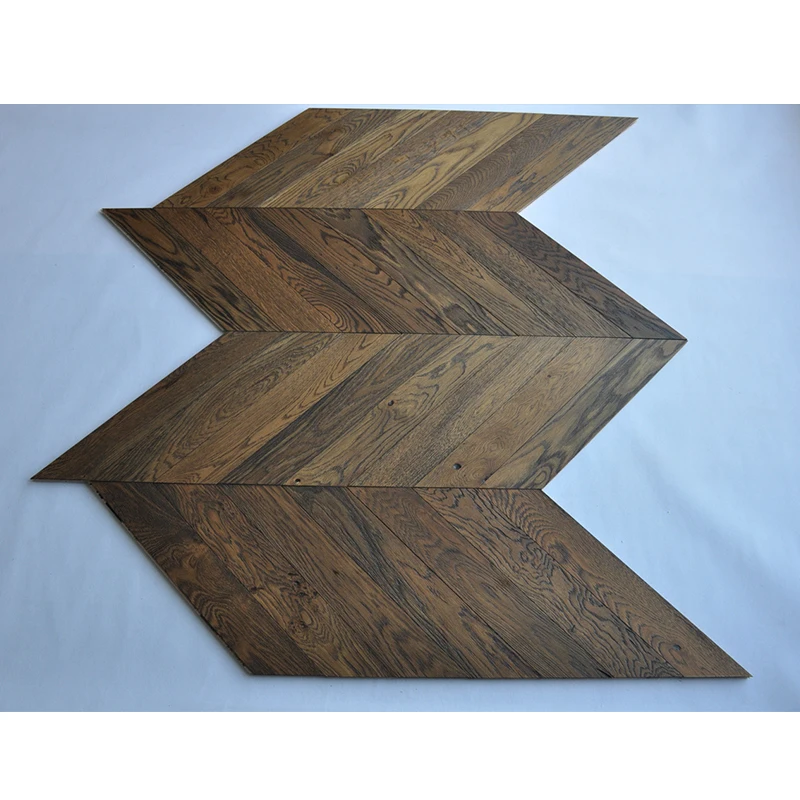 Factory wholesale wax oiled natural oak chevron flooring deep brushed engineered oak parquet flooring
