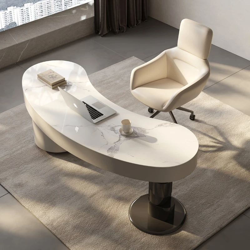 Office Desk Furniture Table Executive Luxury Home Design Modern L-Shaped Computer Desk Gold White Luxury Executive Ceo Desk