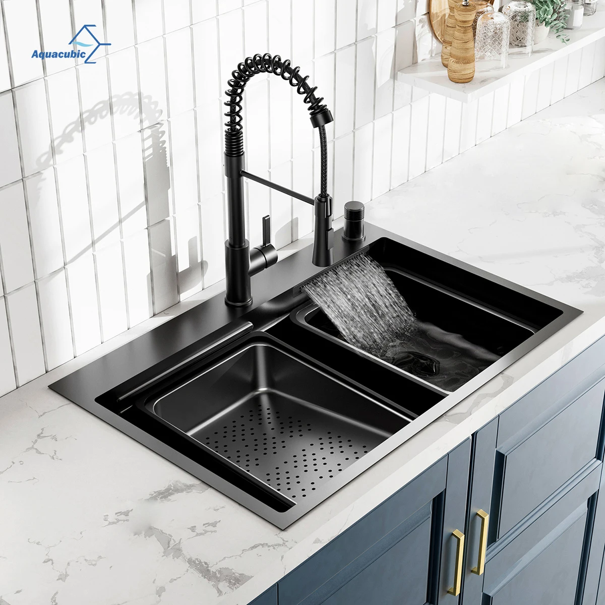 Smart Kitchen Whale Rainwater Sink Large Single-slot Thickened Honeycomb Washbasin Stainless Steel Home Kitchen Sink