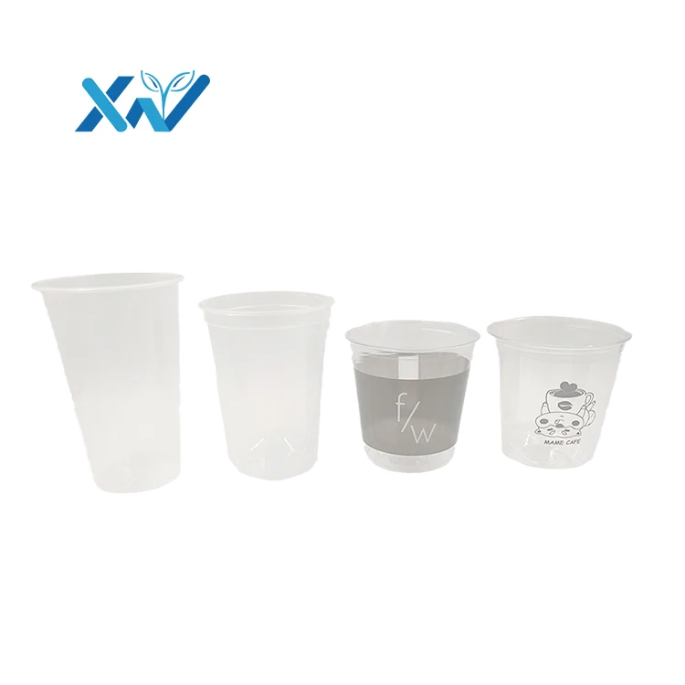 Custom size print logo plastic recyclable disposable cold drink cup with pp lid from china manufacturer