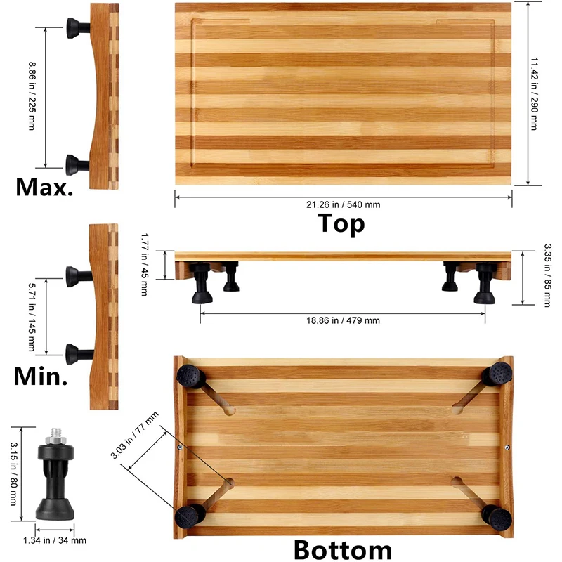 Bamboo stove cover and countertop cutting board, dual-purpose cutting board with adjustable legs, electric stove burner