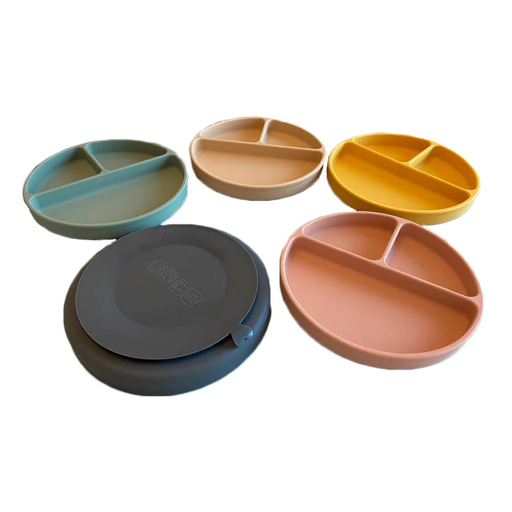 
Custom Anti slip silicone suction baby divided plate BPA free for toddlers 