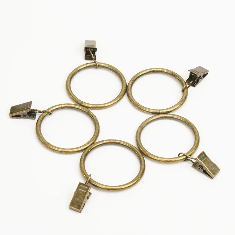 Free Sample Rustproof Vintage Metal Drapery Clips Hooks Decorative Curtain Rod Clips Hangers Curtain Rings with Clips