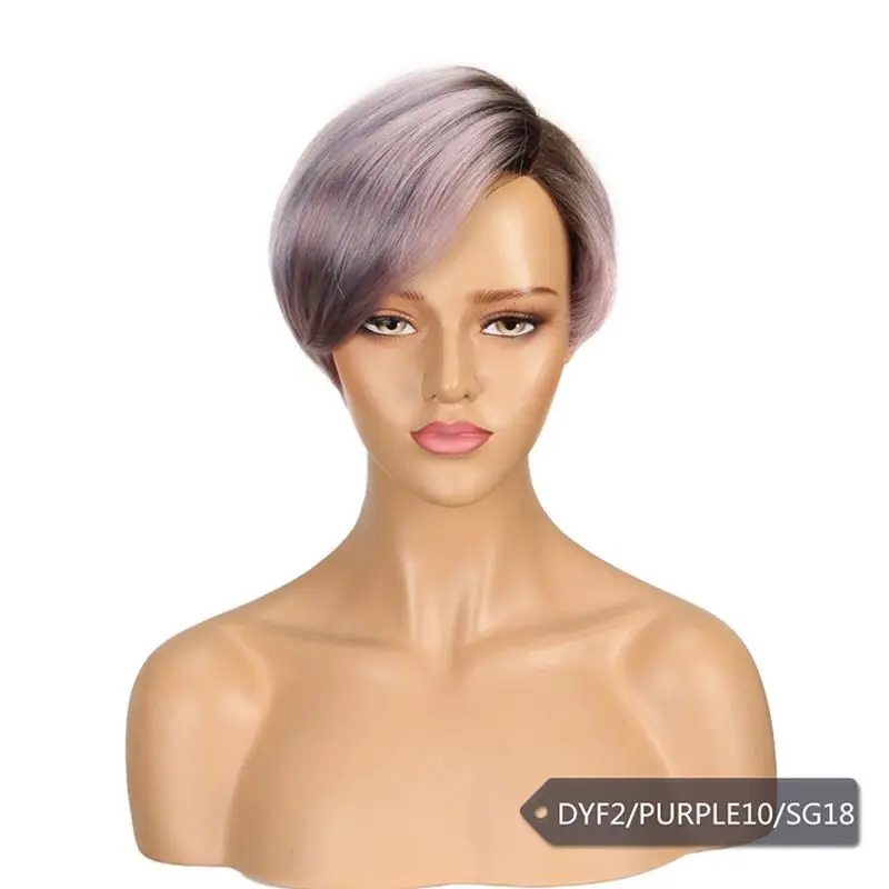 Hot Sale High Quality Human Pixie Cut Brazil Short Straight Lace Hair Wigs  African Wigs with Bangs for Women