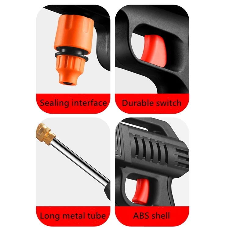 Removable 12000mAh Lithium Battery Brass Nozzle Water Spray Gun Jet Foam Car Wash High Pressure Car Washer Portable