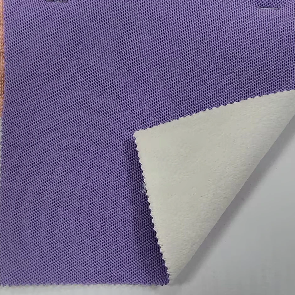 2 layers bonded fabric 390gsm fleece-lined polo shirt mirco velvet bonded pique fabric for winter shirt read to ship