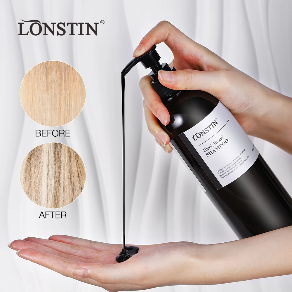 Lonstin oem organic salon professional shampoo no yellow silver hair shampoo for blonde dyed color-treated hair