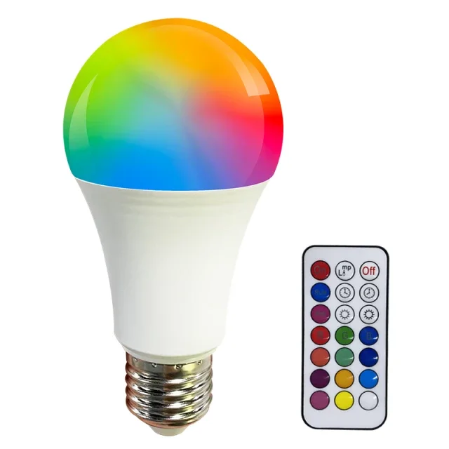 Dimmable Timer Function 16 Colors Warm White Daylight Colorful 7W E26 E27 B22 LED Remote Control RGB Bulb
