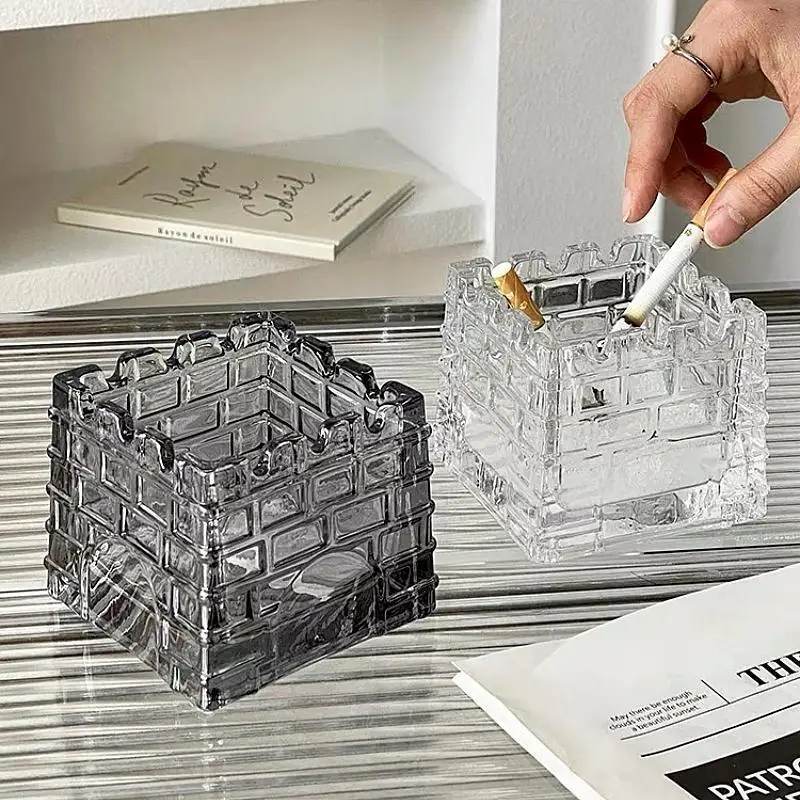 Creative Personality Trend Light Luxury Ornaments Fashion Glass Advanced Castle Ashtray Household Living Room Office Ashtray
