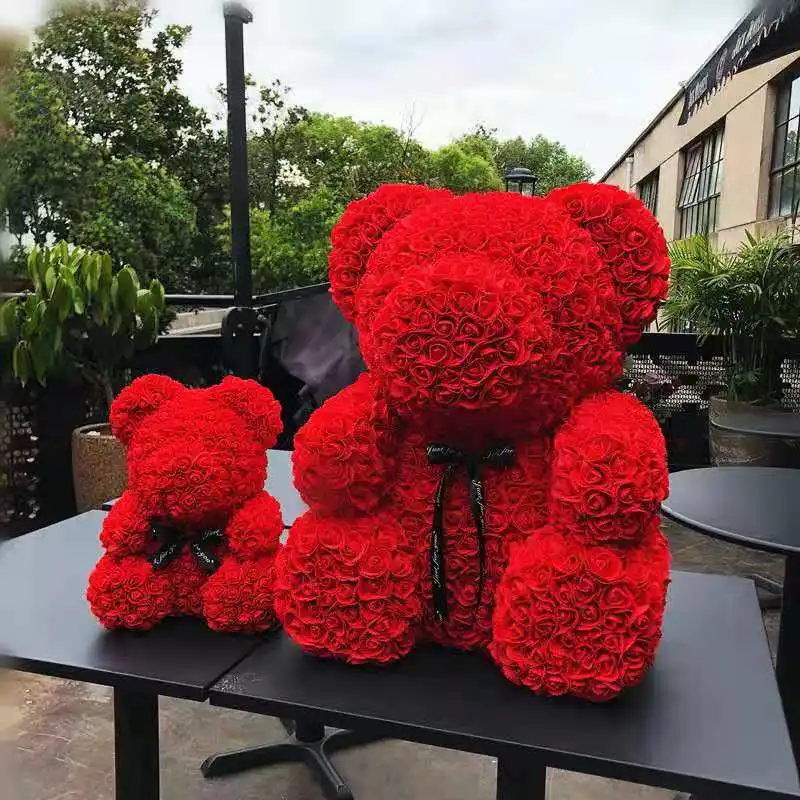 Luxury rose bear gift Artificial  70cm Foam flower Bear with Gift Box
