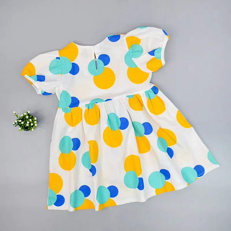 
New summer puff sleeve dot pattern baby girl party dress 