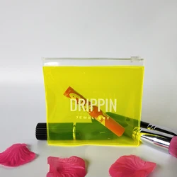 pvc packaging bags zipper resealable plastic vinyl pvc bag clear FLUO color pvc lipstick packaging bag