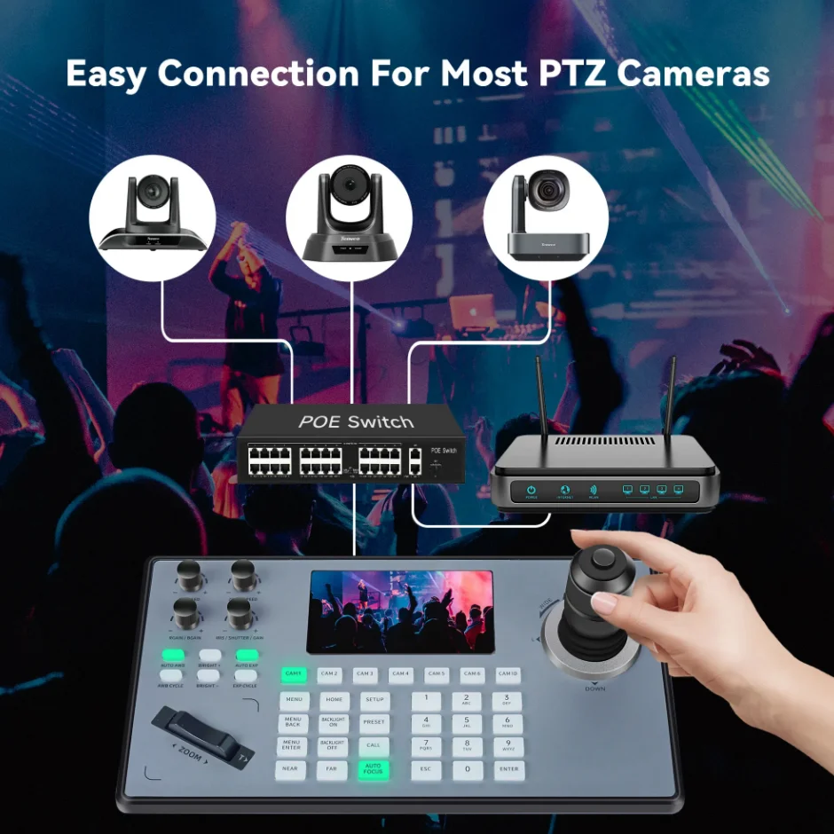 30X Zoom Auto Tracking Live Streaming System PTZ Camera with Joystick Controller for Large Events Live Broadcast