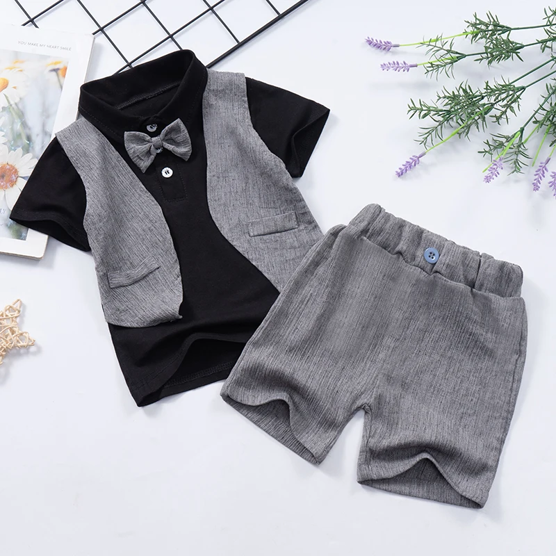 2022 The new Lattice grain hot toddler boy clothes for kids 1-5 years  low price boy shorts for kid children t shirts suit