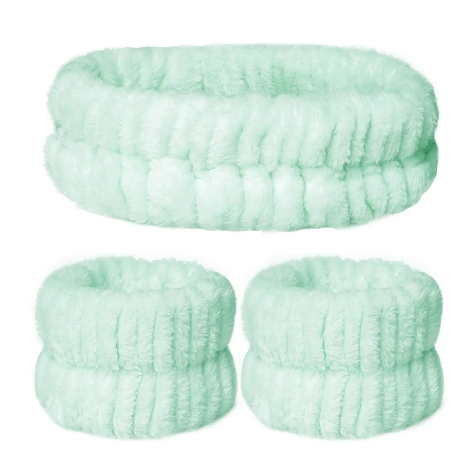 custom Women skincare Spa Facial Makeup Headband Soft Microfiber Wrist Washband Hair Wraps Headbands for Wash Face Shower Bath