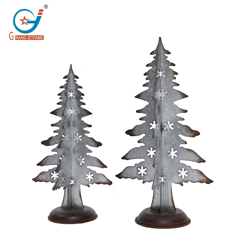 Christmas table tree decor Holiday metal decor galvanized decoration