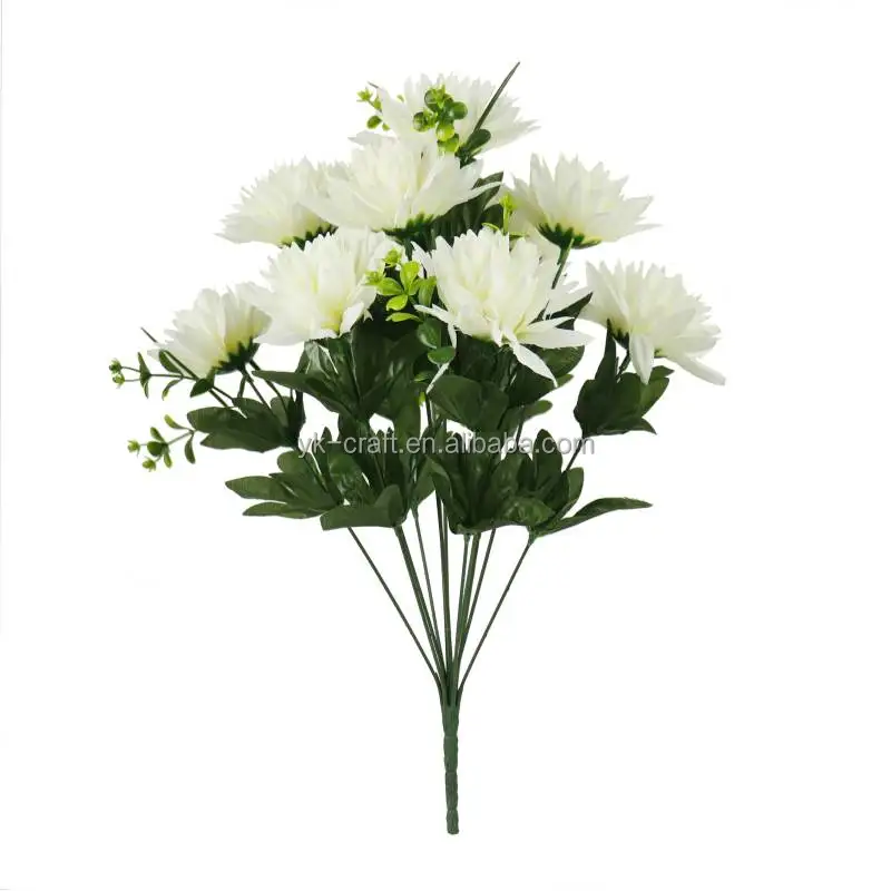 Simulation Flowers Silk Chrysanthemum Decorative Flowers For The Cemetery 12 Heads Artificial Chrysanthemum