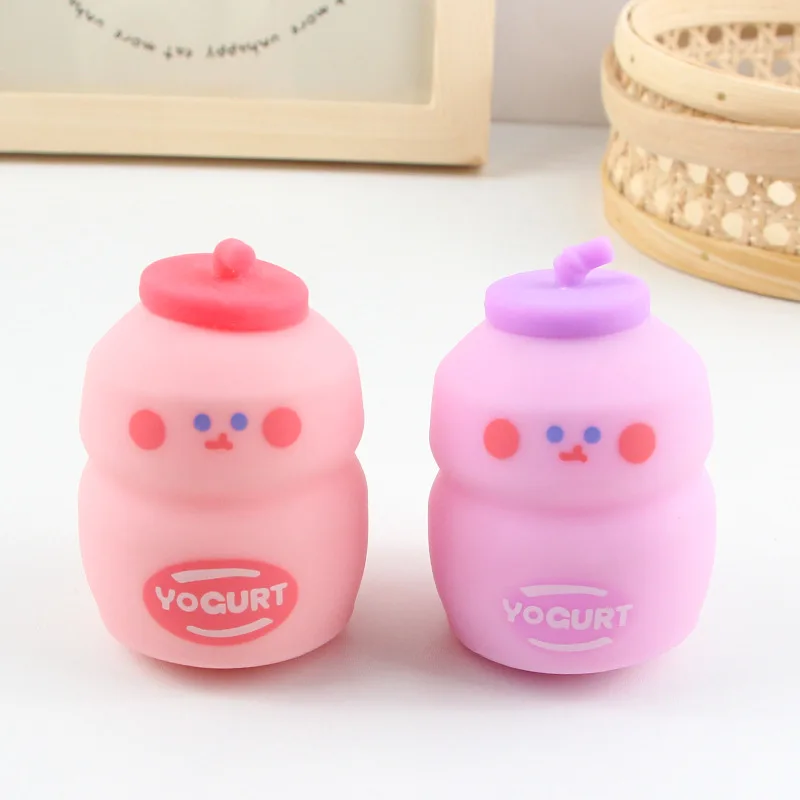 New TPR Cute Design Yogurt Fidget Toy Pink Purple Simulation Food Play Creative Decompression Toys  Children Gift