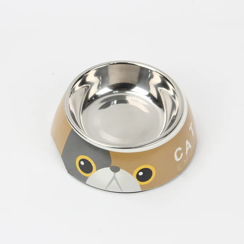 New design pet supplies bowl stainless steel double pet bowls dog food water feeder melamine round salad bowl