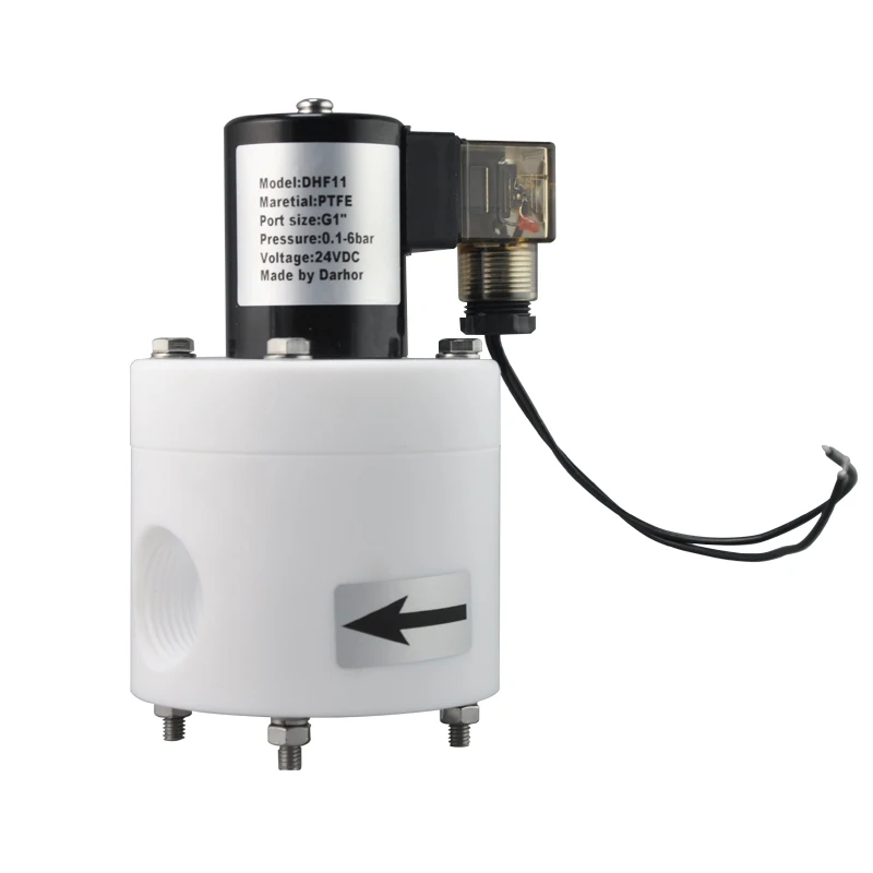 two day pilot operated dn20 dn25 surfuric acid anti corrosion chemical ptfe solenoid valve ammonia 220VAC 24VDC