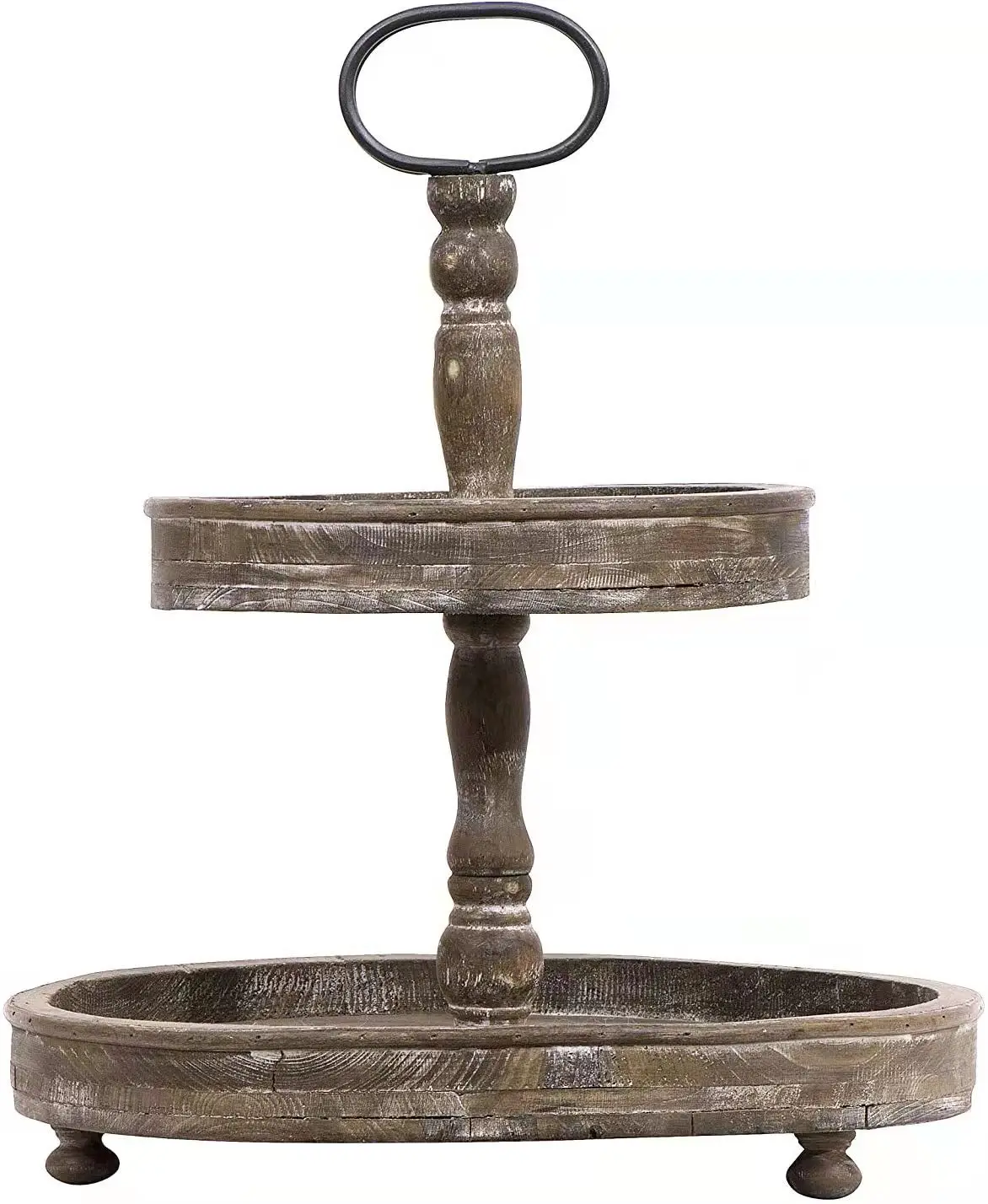 Farmhouse Style Rustic Wood Kitchen Display Cupcake Stand 2 Tier Serving Tray For Wedding