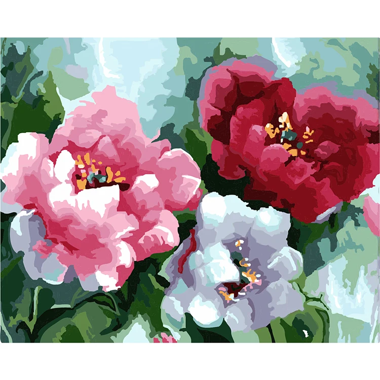 Digital Canvas Prints  Colorful Flowers  Paint By Numbers Oil Painting Top Quality On Sale